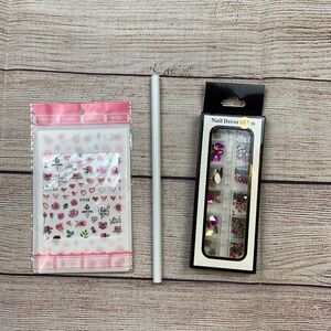 Nail art supplies rhinestones and stickers. New!